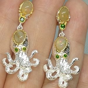 Wonderful genuine rainbow opals sterling earrings